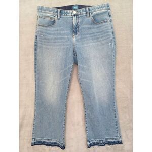 JAG Jeans Eloise Cropped Bootcut Sz‎ 18W High Rise Drop Raw Hem Blue Stretch